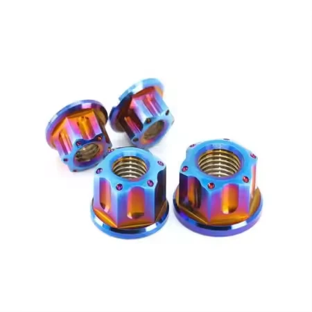 Titanium Anodized Serrated Hexagon Flange Nuts